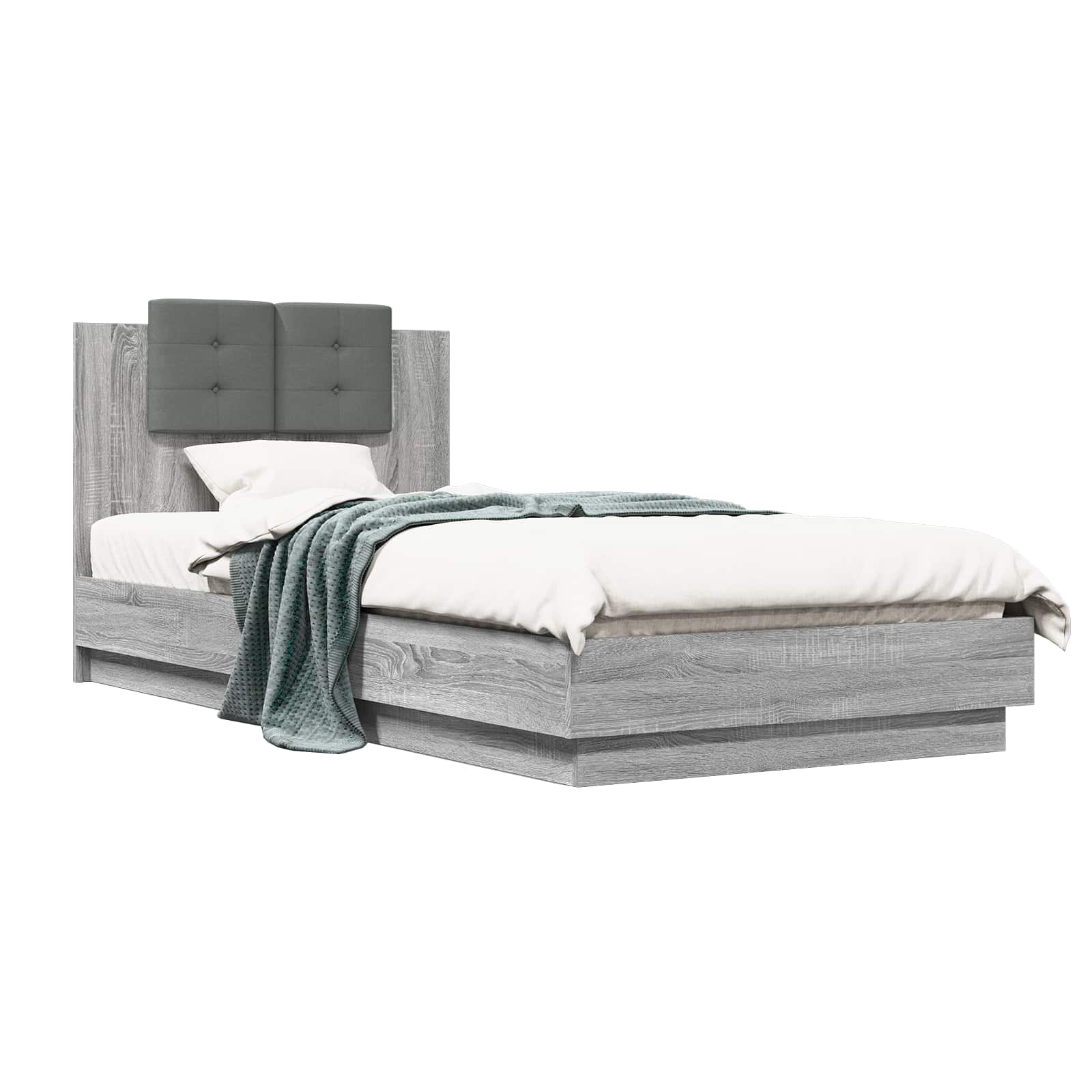 Struttura letto con testata Sonoma grigio 80 x 200 cm | homemem39