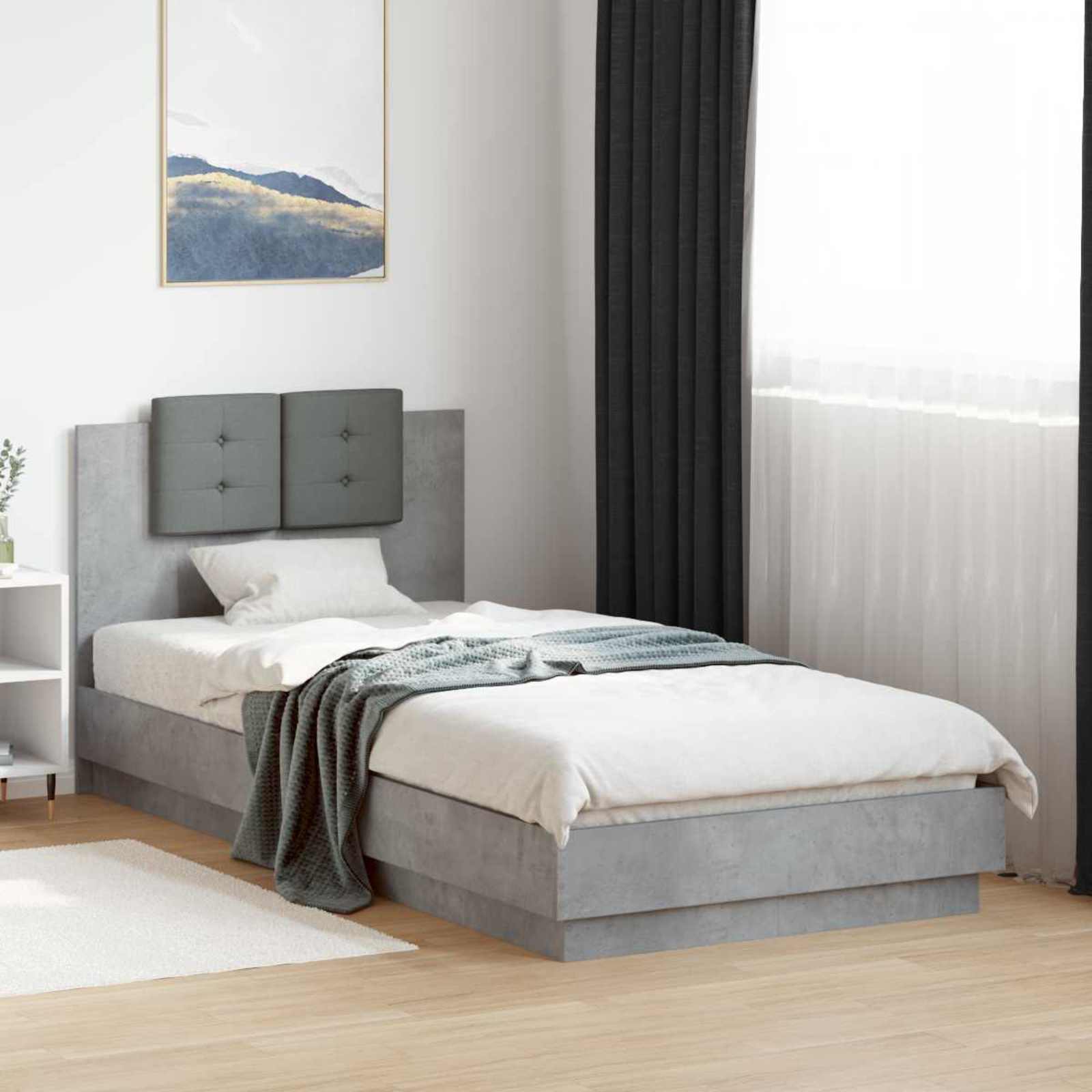 Struttura letto con testata Grigio Cemento 80 x 200 cm | homemem39