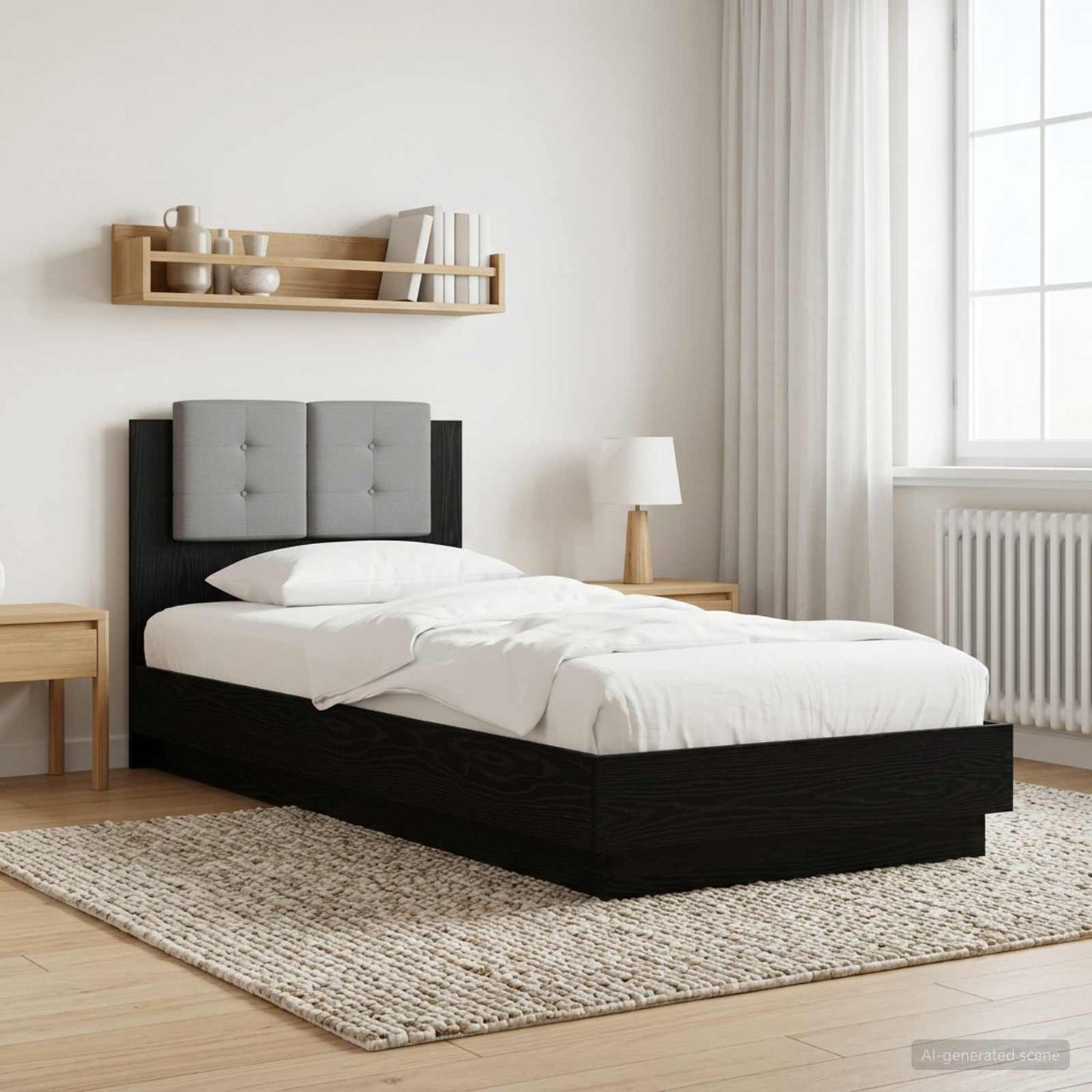 Struttura letto con testata Rovere Nero 80 x 200 cm | homemem39