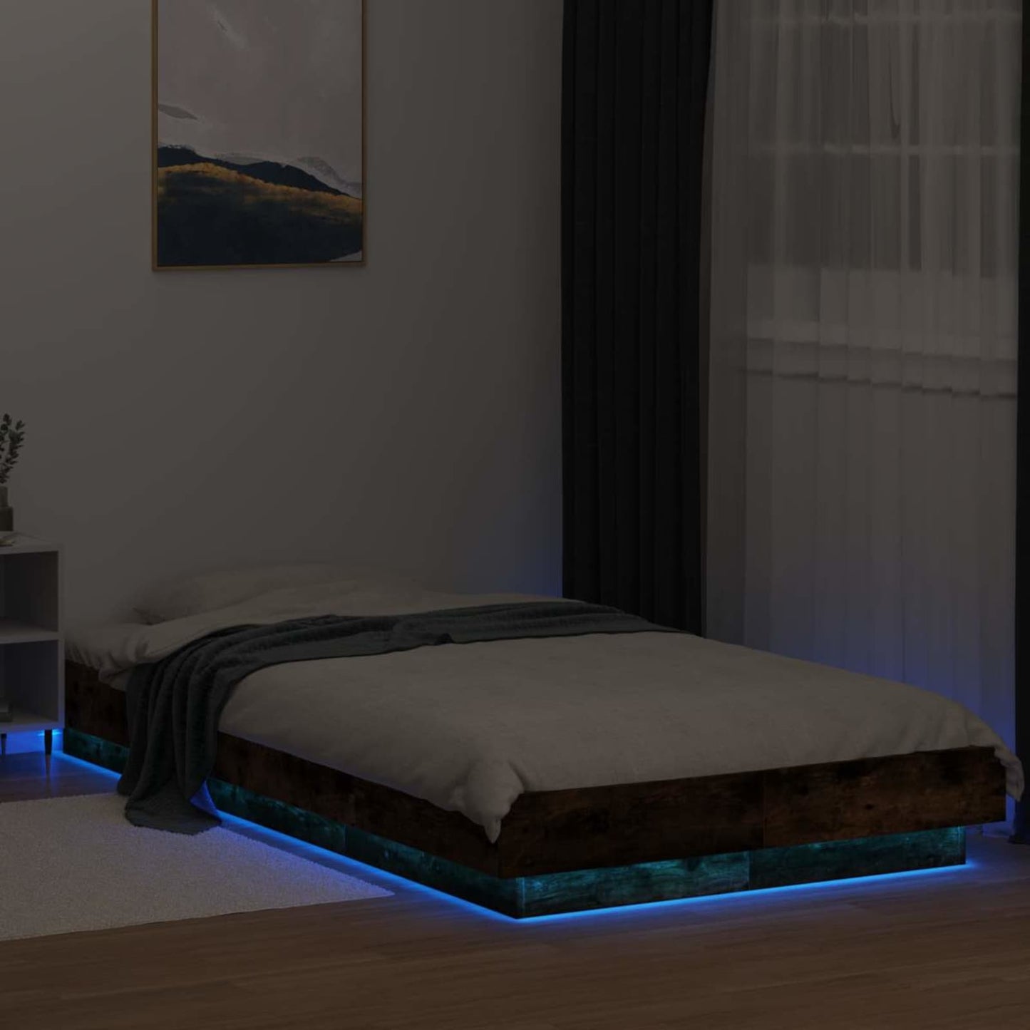 Letto con LED Rovere Fumo 80 x 200 cm Legno ingegnerizzato | homemem39