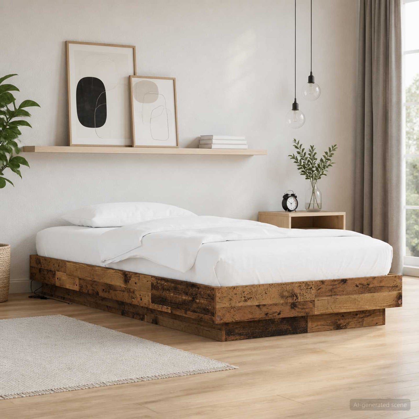 Letto con LED Legno antico 80 x 200 cm Legno ingegnerizzato | homemem39