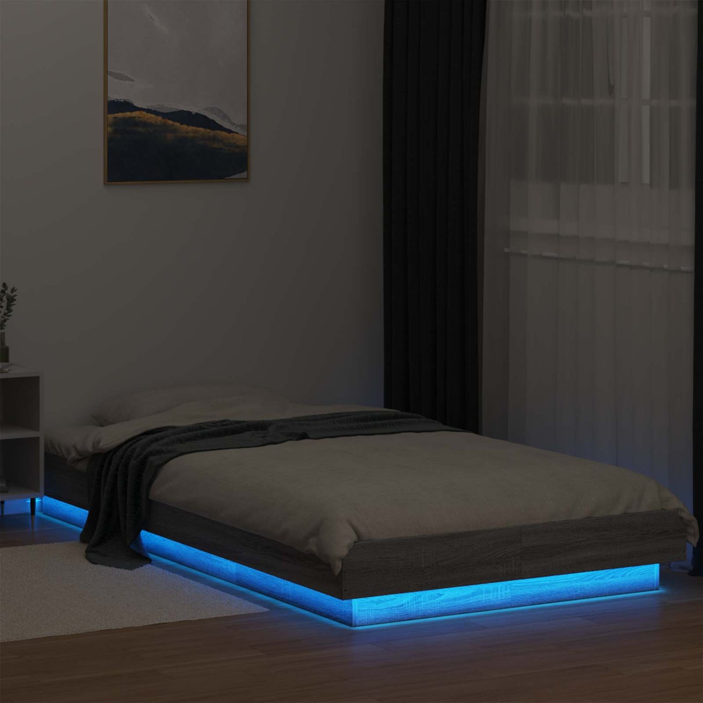 Letto con LED Sonoma grigio 80 x 200 cm Legno ingegnerizzato | homemem39