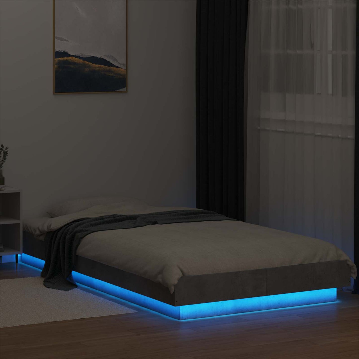 Letto con LED Grigio Cemento 80 x 200 cm Legno ingegnerizzato | homemem39