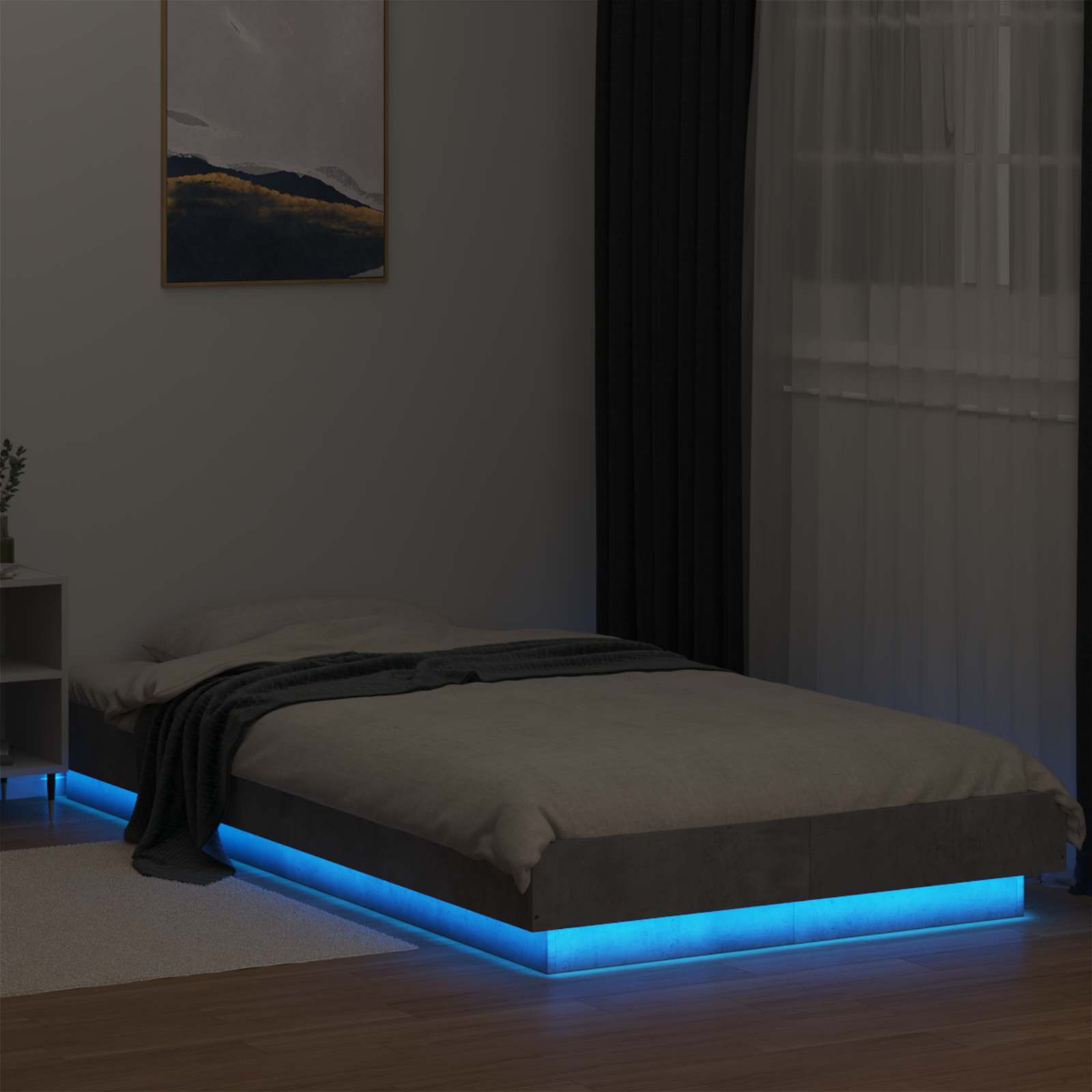 Letto con LED Grigio Cemento 80 x 200 cm Legno ingegnerizzato | homemem39
