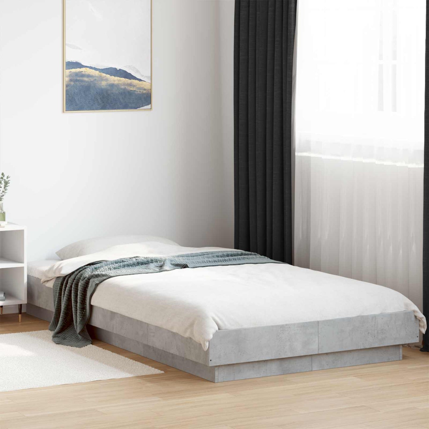 Letto con LED Grigio Cemento 80 x 200 cm Legno ingegnerizzato | homemem39