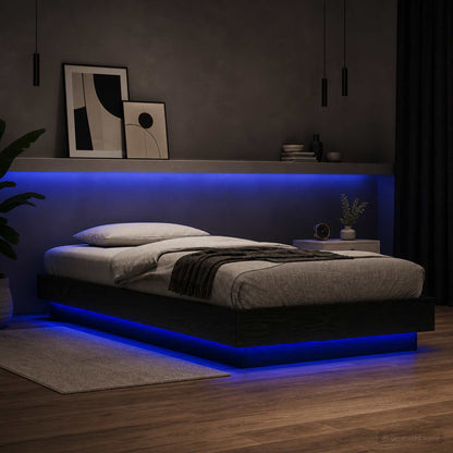 Letto con LED Rovere Nero 80 x 200 cm Legno ingegnerizzato | homemem39