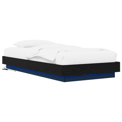 Letto con LED Rovere Nero 80 x 200 cm Legno ingegnerizzato | homemem39