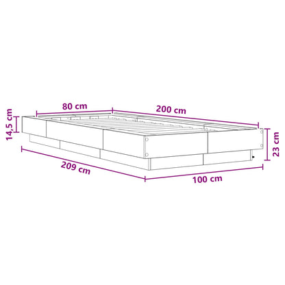 Letto con LED Rovere Nero 80 x 200 cm Legno ingegnerizzato | homemem39