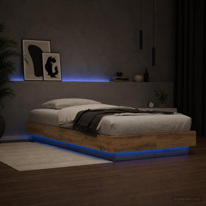 Letto con LED con strisce LED Rovere Artigianale 80 x 200 cm | homemem39