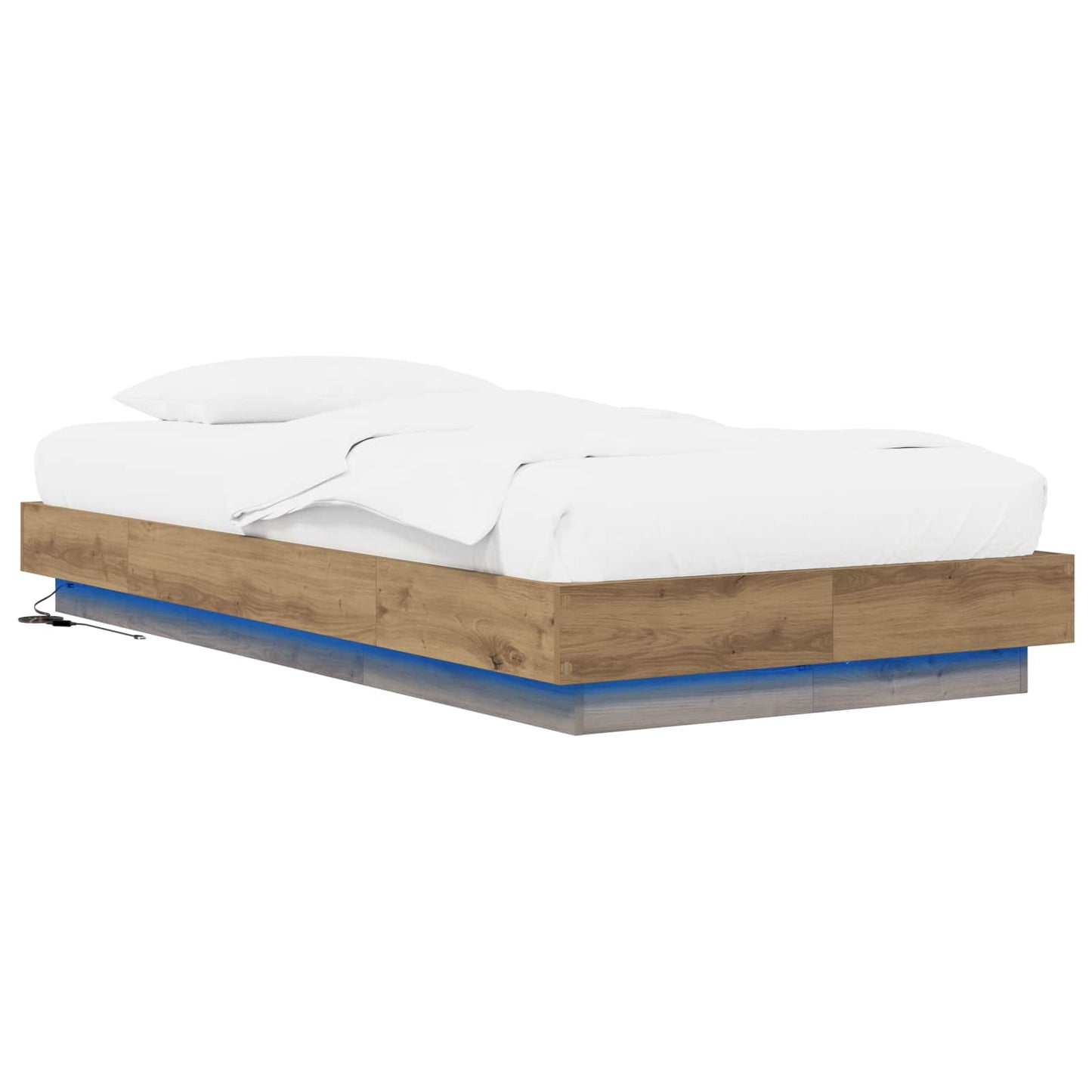 Letto con LED con strisce LED Rovere Artigianale 80 x 200 cm | homemem39