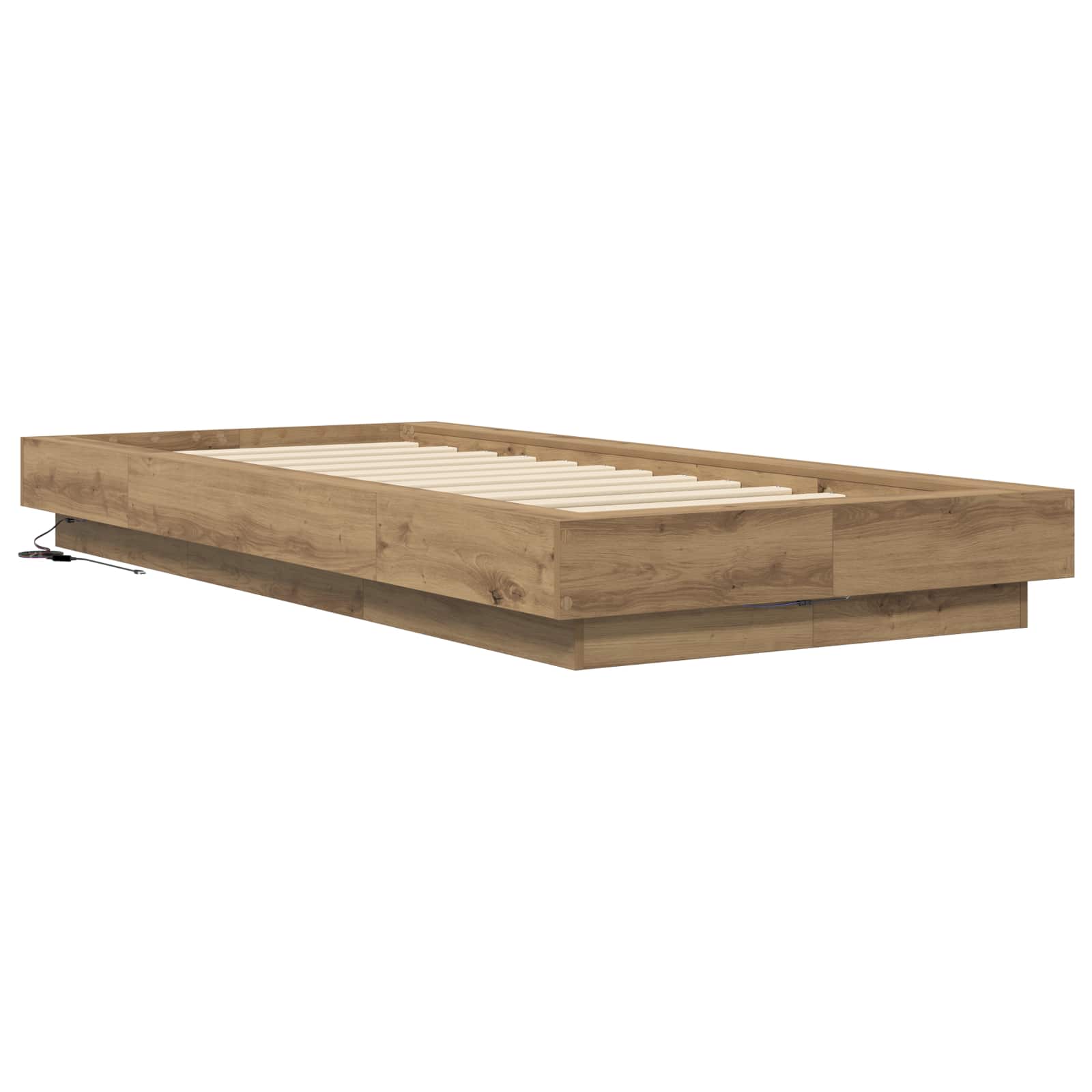 Letto con LED con strisce LED Rovere Artigianale 80 x 200 cm | homemem39