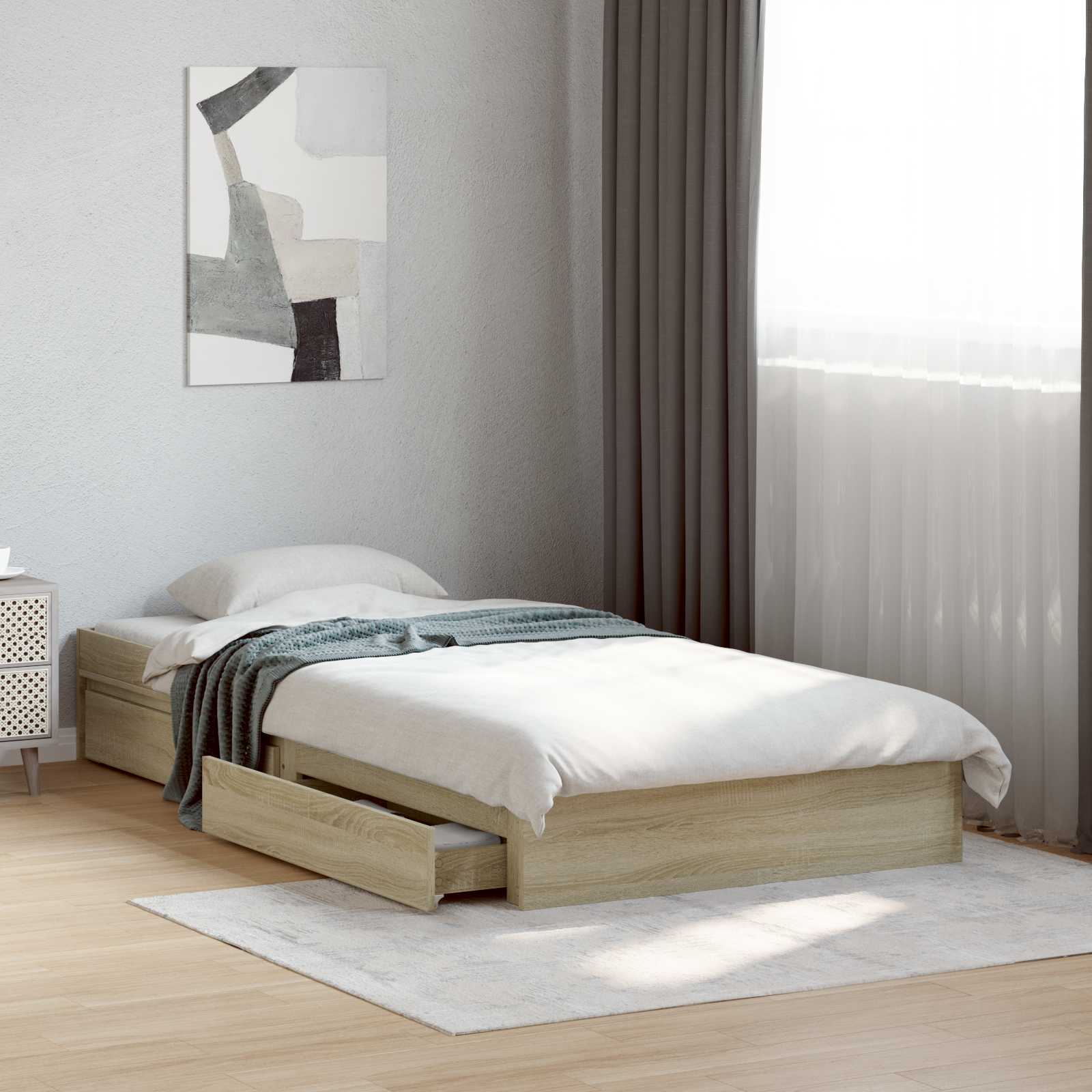 Telaio del letto con storage Rovere Sonoma 80 x 200 cm | homemem39