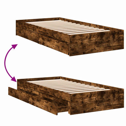 Telaio del letto con storage Rovere Fumo 80 x 200 cm | homemem39