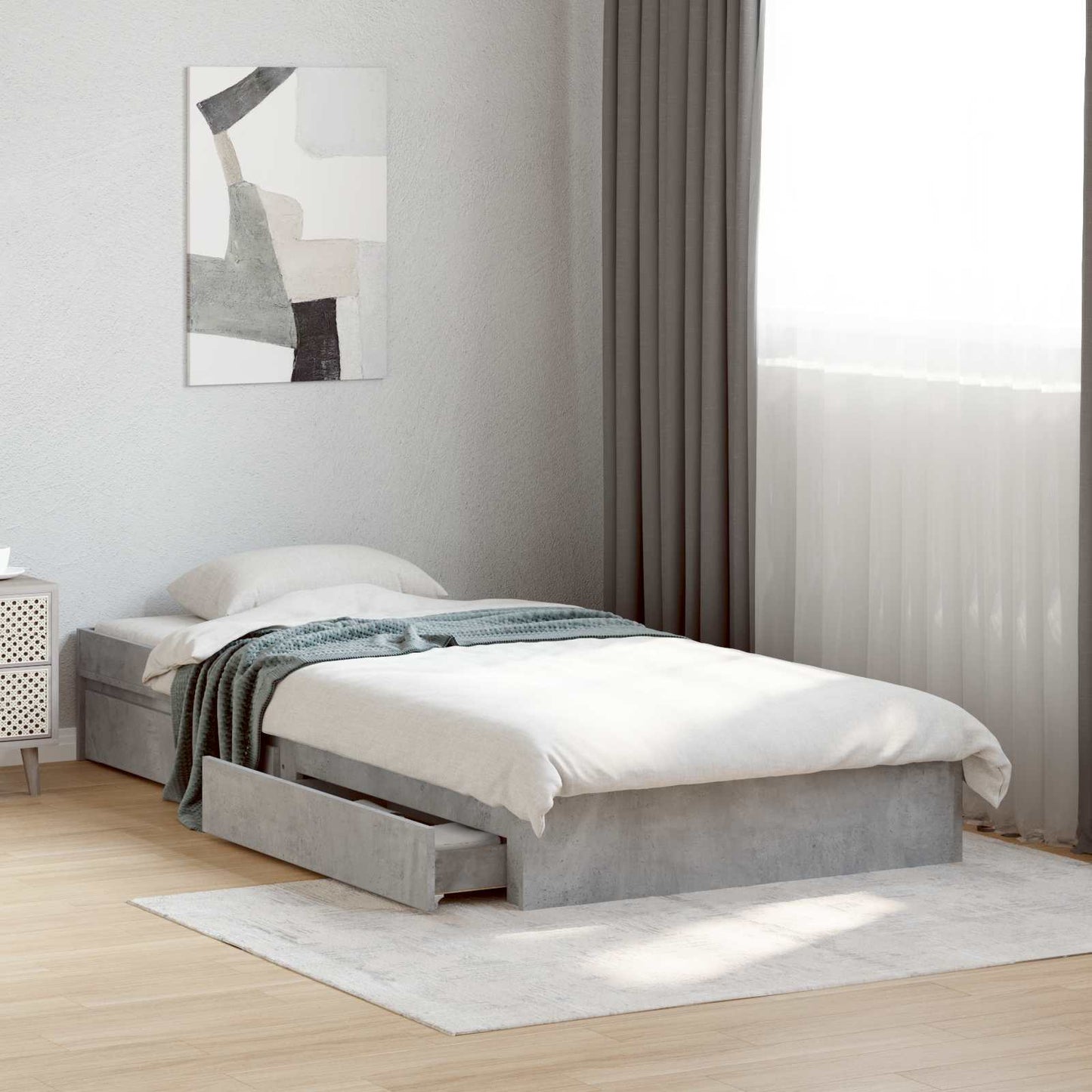 Telaio del letto con storage Grigio Cemento 80 x 200 cm | homemem39