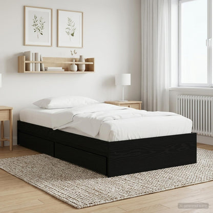 Telaio del letto con storage Rovere Nero 80 x 200 cm | homemem39