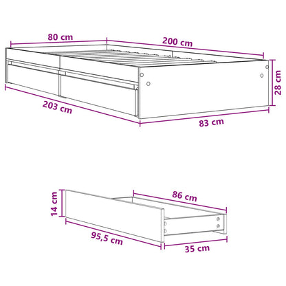 Telaio del letto con storage Rovere Artigianale 80 x 200 cm | homemem39