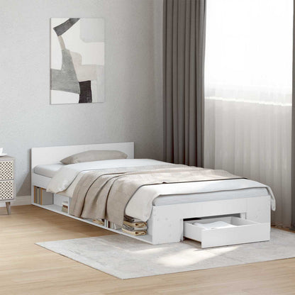 Telaio del letto con storage con cassetto Bianco 80 x 200 cm | homemem39