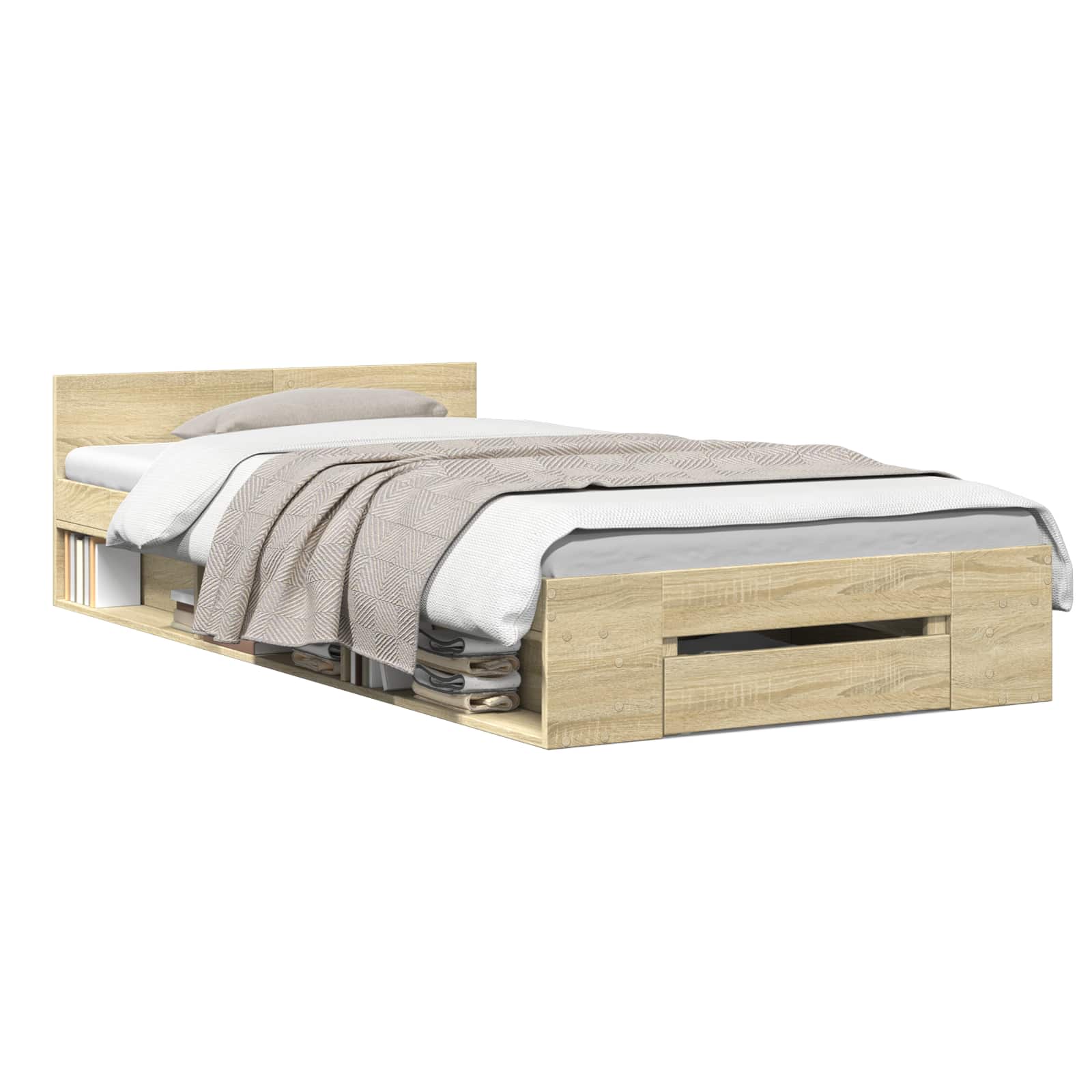 Telaio del letto con storage Rovere Sonoma 80 x 200 cm | homemem39