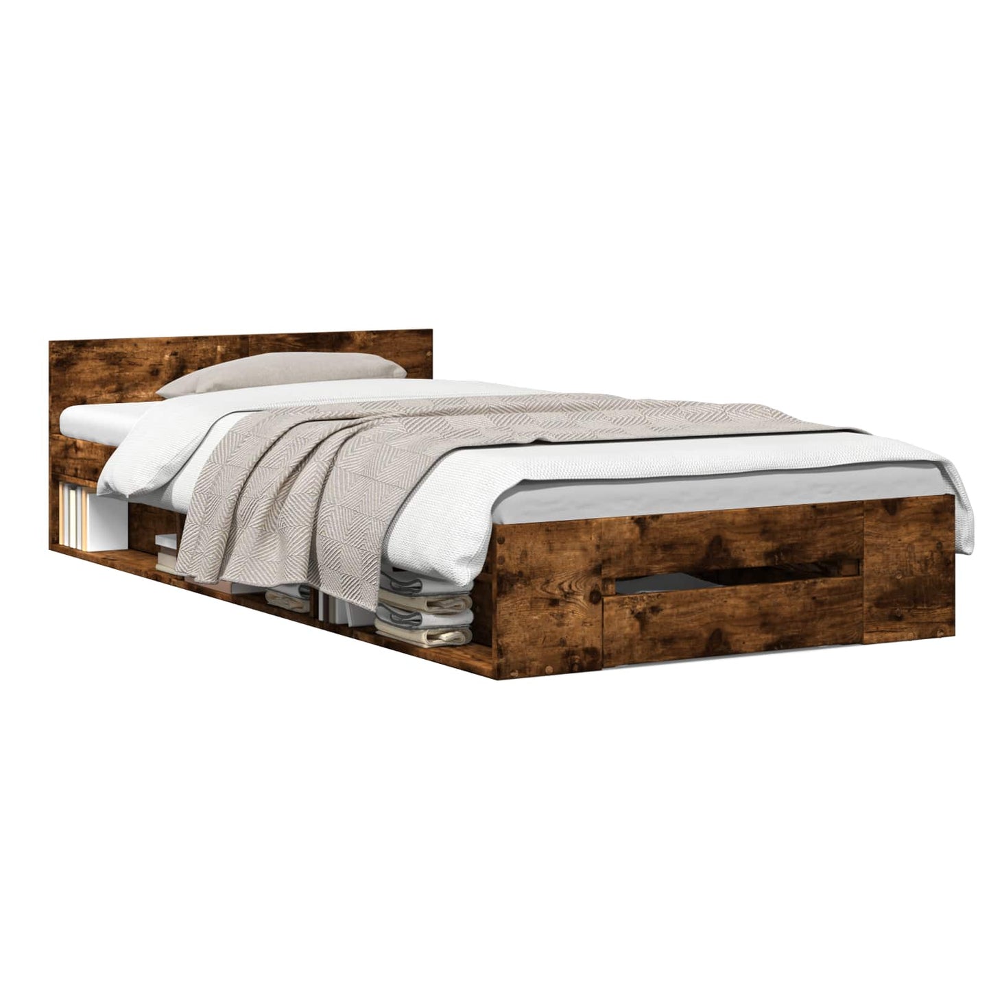 Telaio del letto con storage Rovere Fumo 80 x 200 cm | homemem39