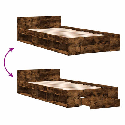 Telaio del letto con storage Rovere Fumo 80 x 200 cm | homemem39