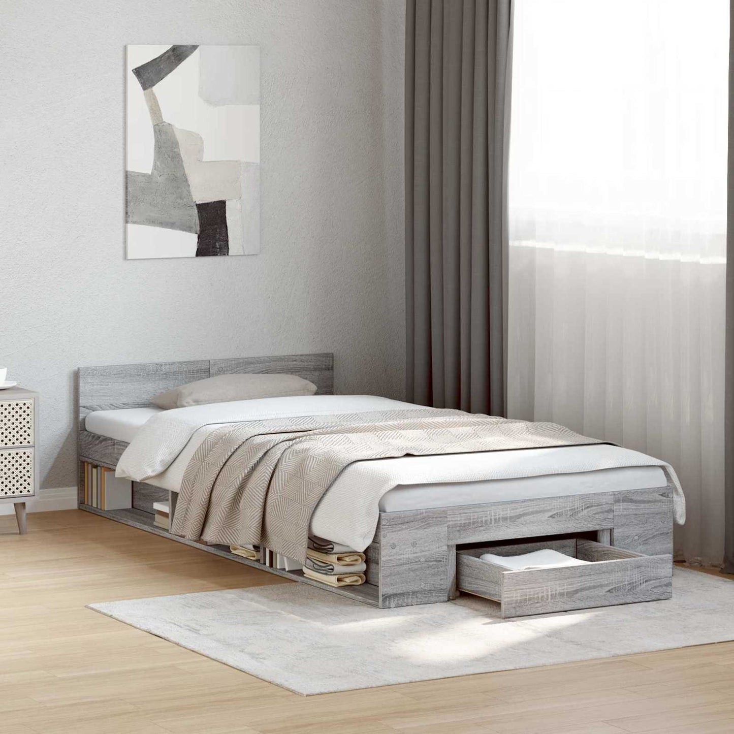 Telaio del letto con storage Sonoma grigio 80 x 200 cm | homemem39