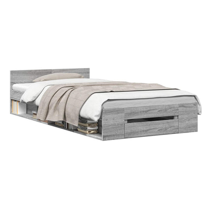 Telaio del letto con storage Sonoma grigio 80 x 200 cm | homemem39