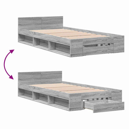 Telaio del letto con storage Sonoma grigio 80 x 200 cm | homemem39