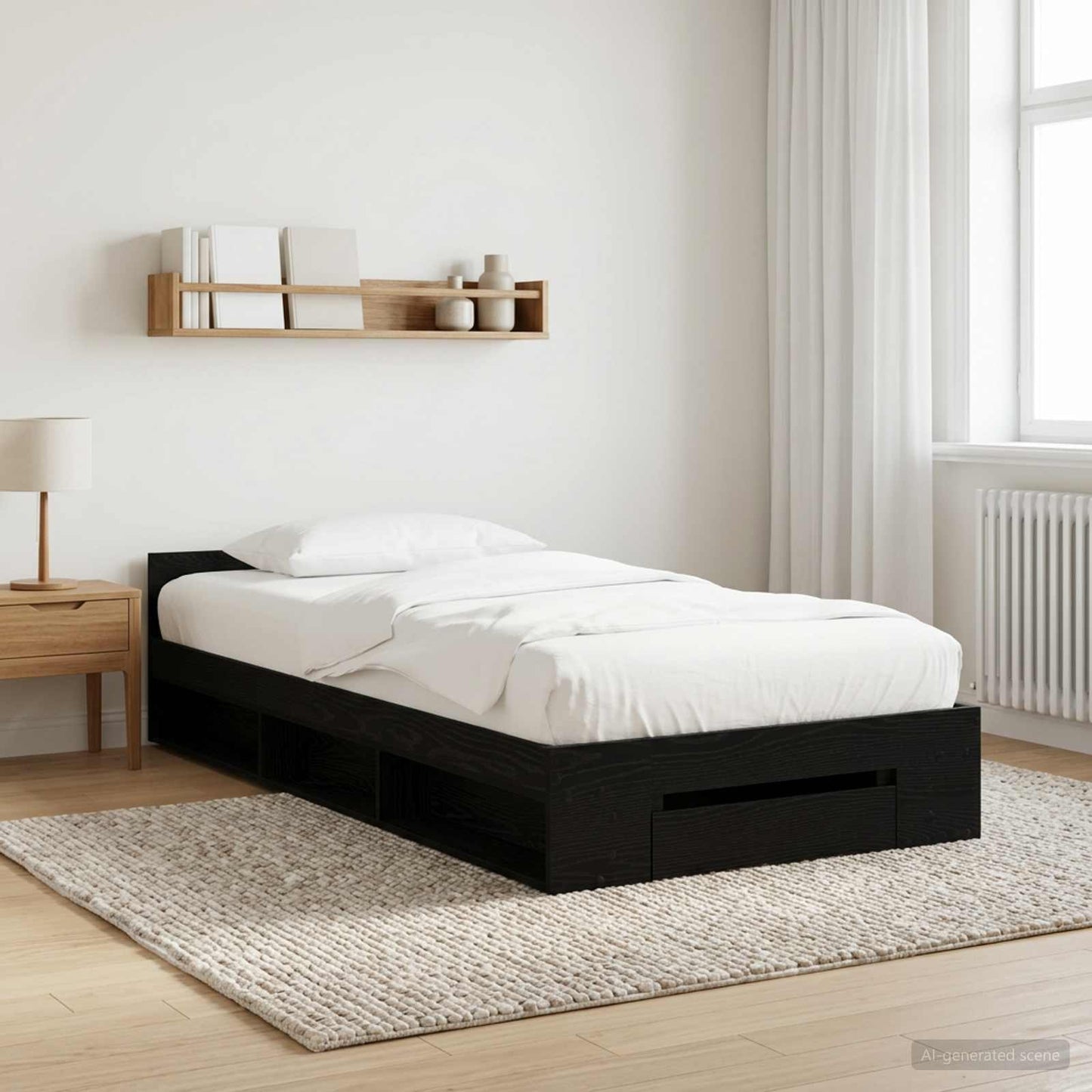 Telaio del letto con storage Rovere Nero 80 x 200 cm