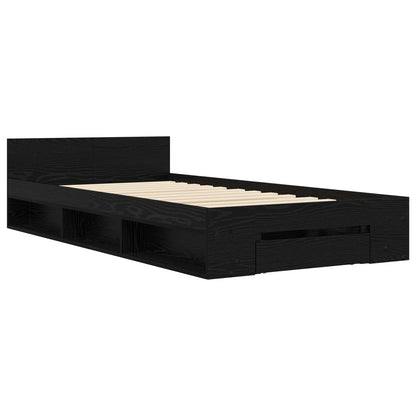Telaio del letto con storage Rovere Nero 80 x 200 cm | homemem39