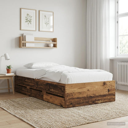 Telaio del letto con storage Legno antico 80 x 200 cm | homemem39