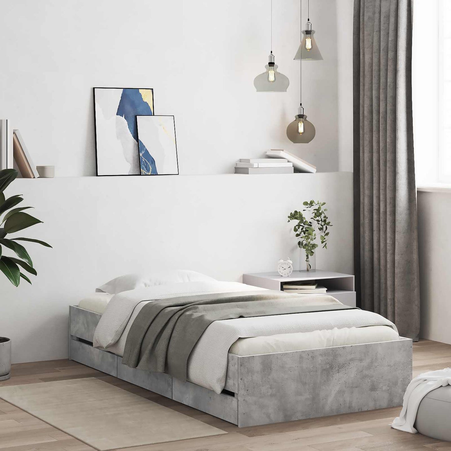 Telaio del letto con storage Sonoma grigio 80 x 200 cm | homemem39
