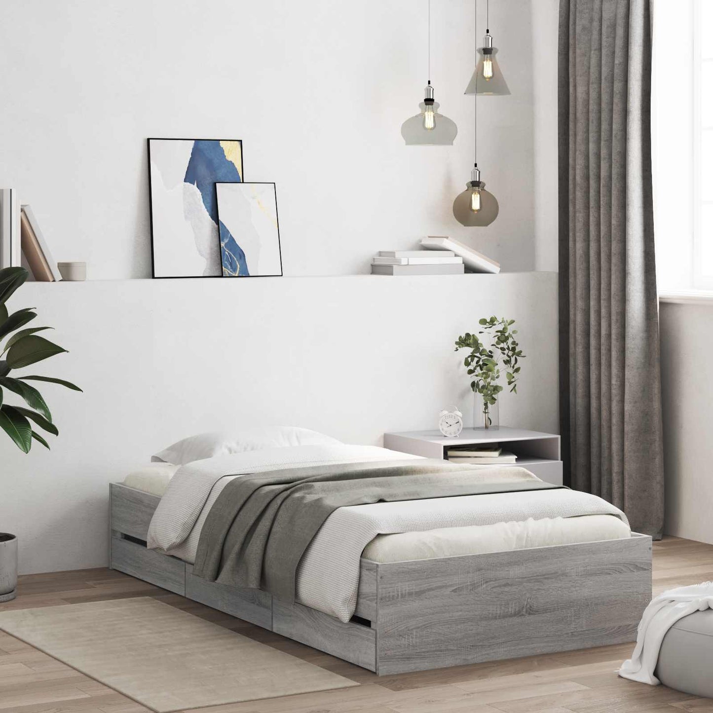 Telaio del letto con storage Grigio Cemento 80 x 200 cm