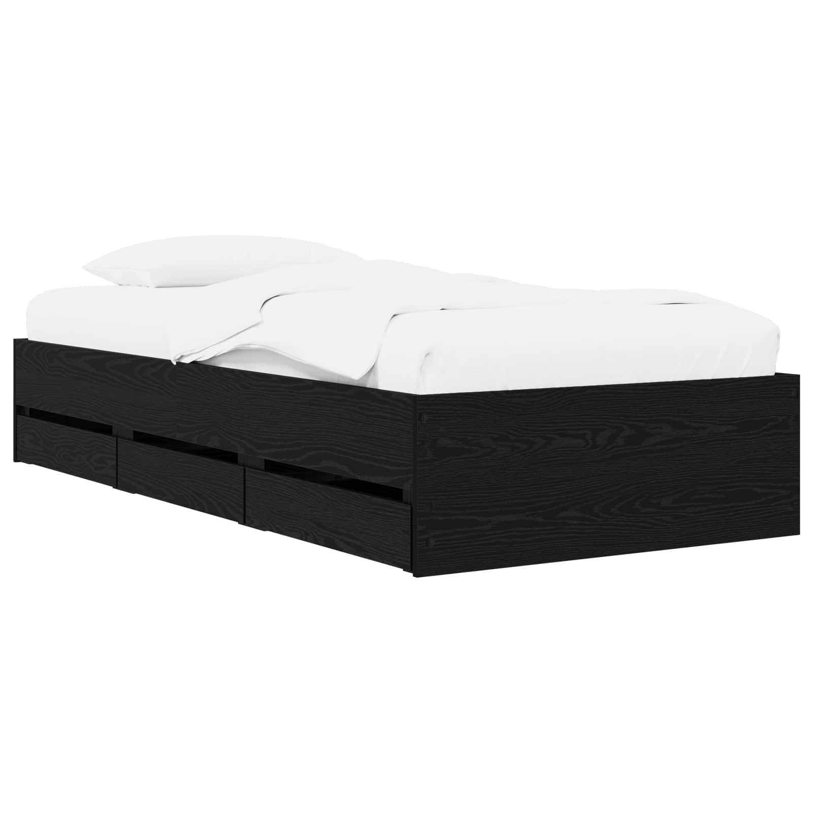 Telaio del letto con storage Rovere Nero 80 x 200 cm | homemem39