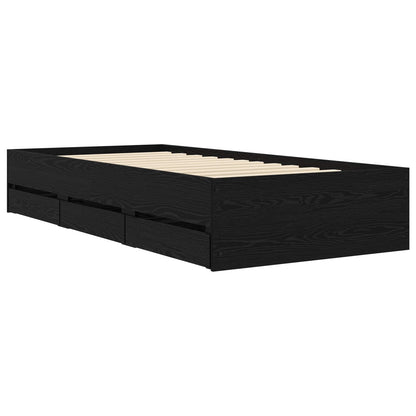 Telaio del letto con storage Rovere Nero 80 x 200 cm