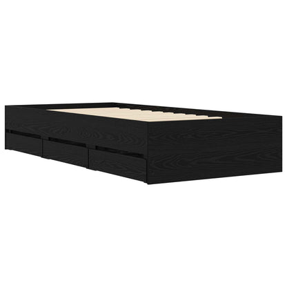 Telaio del letto con storage Rovere Nero 80 x 200 cm | homemem39