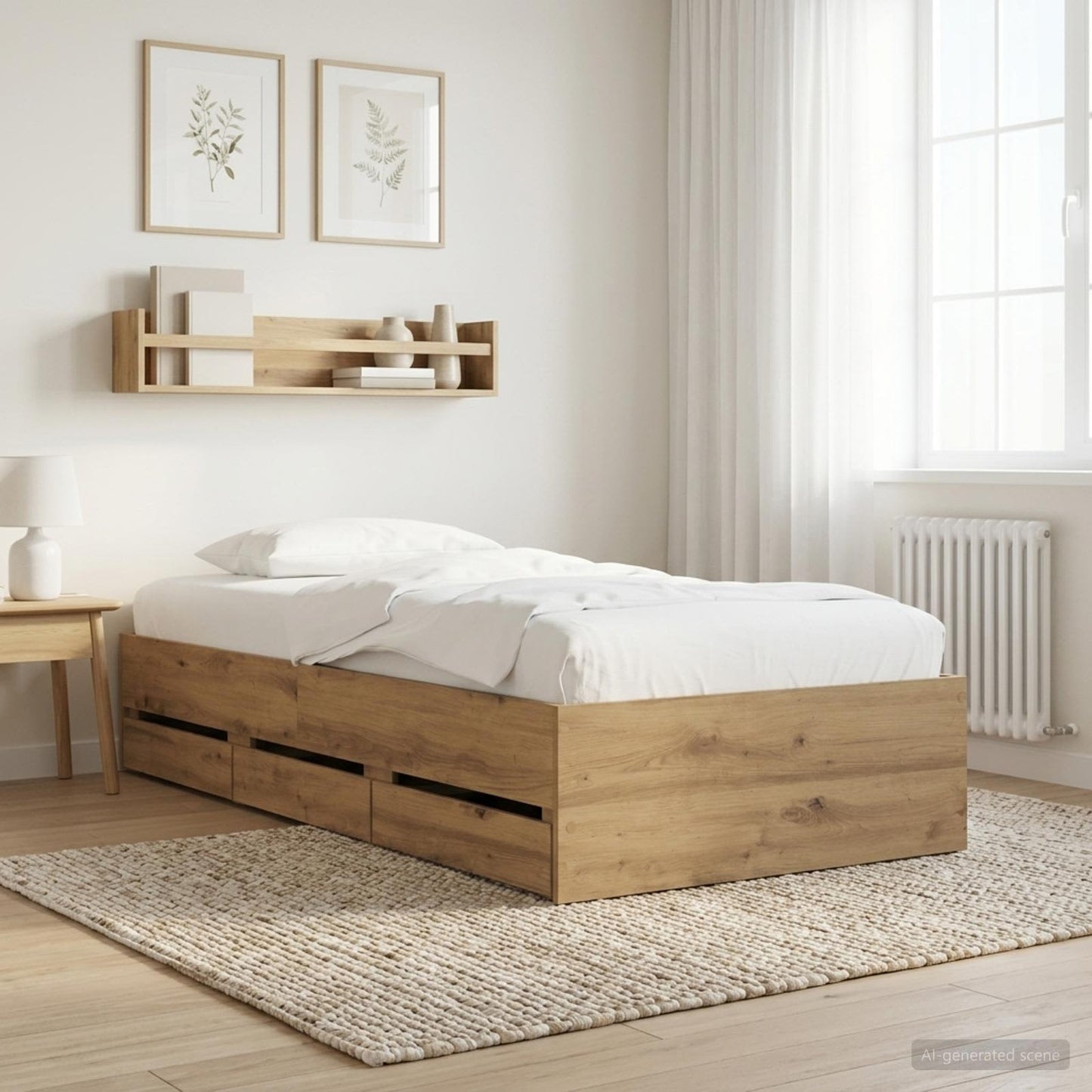 Telaio del letto con storage Rovere Artigianale 80 x 200 cm