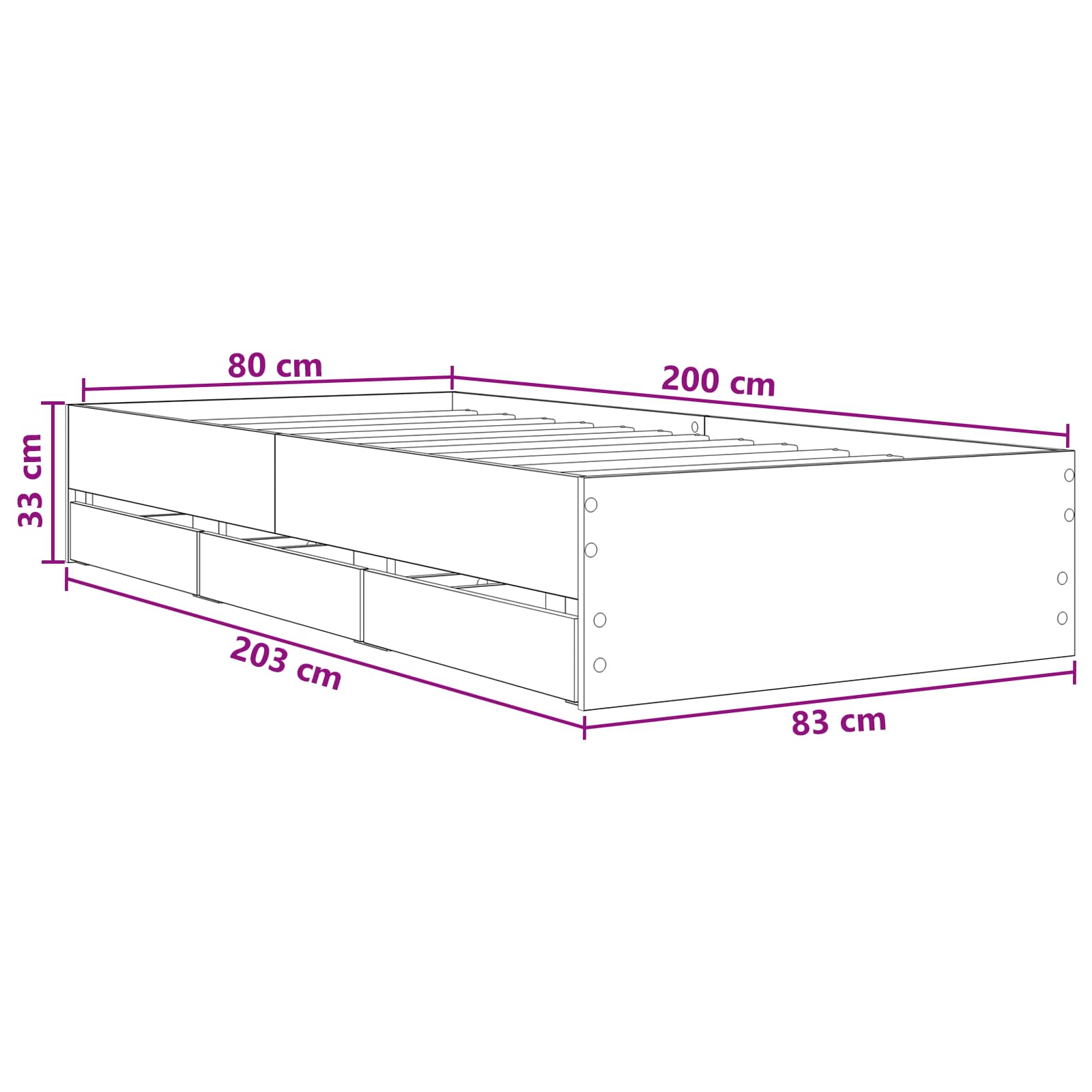 Telaio del letto con storage Rovere Artigianale 80 x 200 cm | homemem39