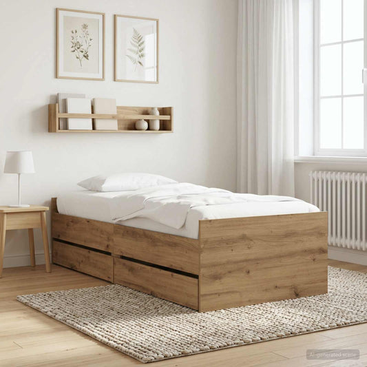 Struttura del letto Rovere Artigianale Legno ingegnerizzato
