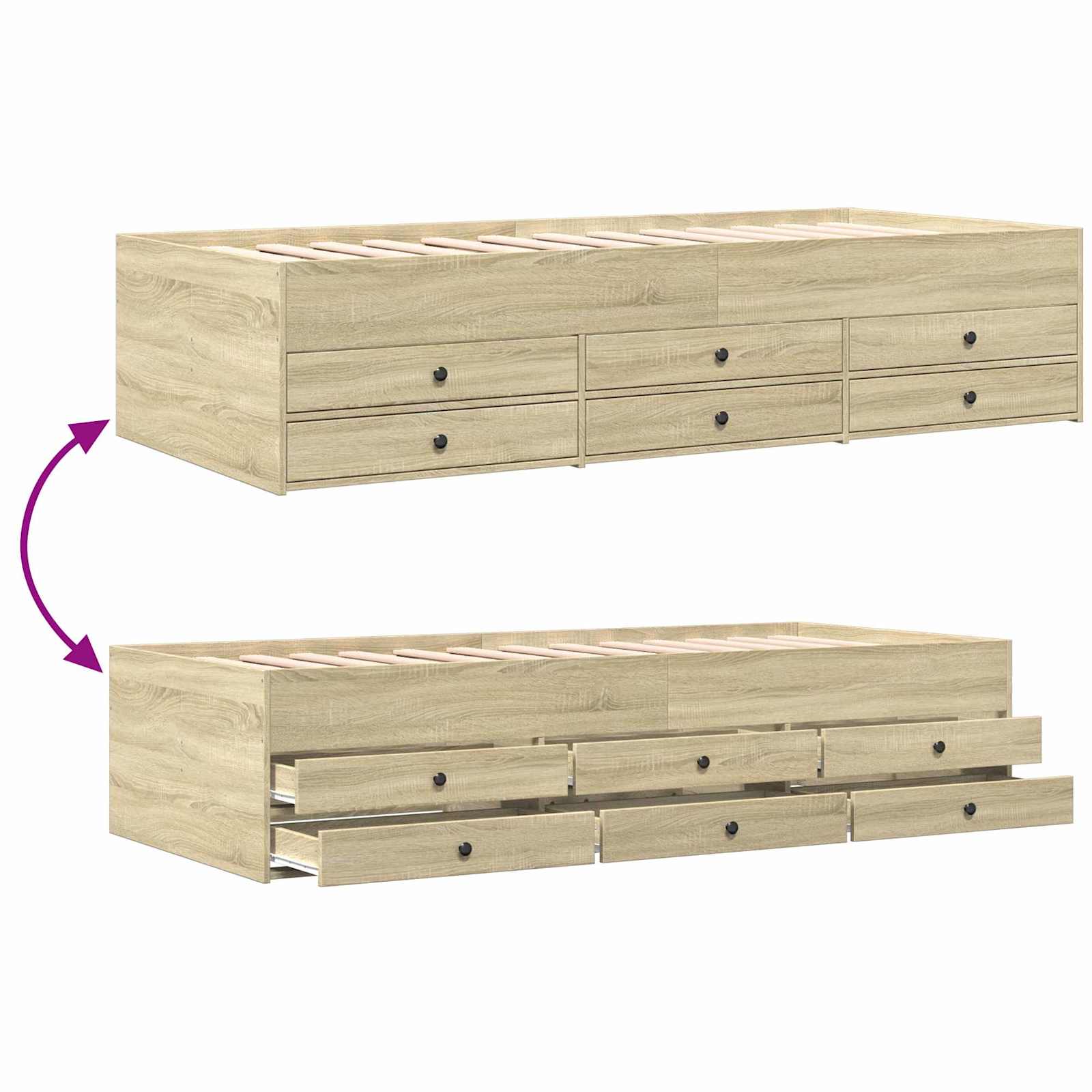 Telaio del letto con storage Rovere Sonoma 80 x 200 cm | homemem39