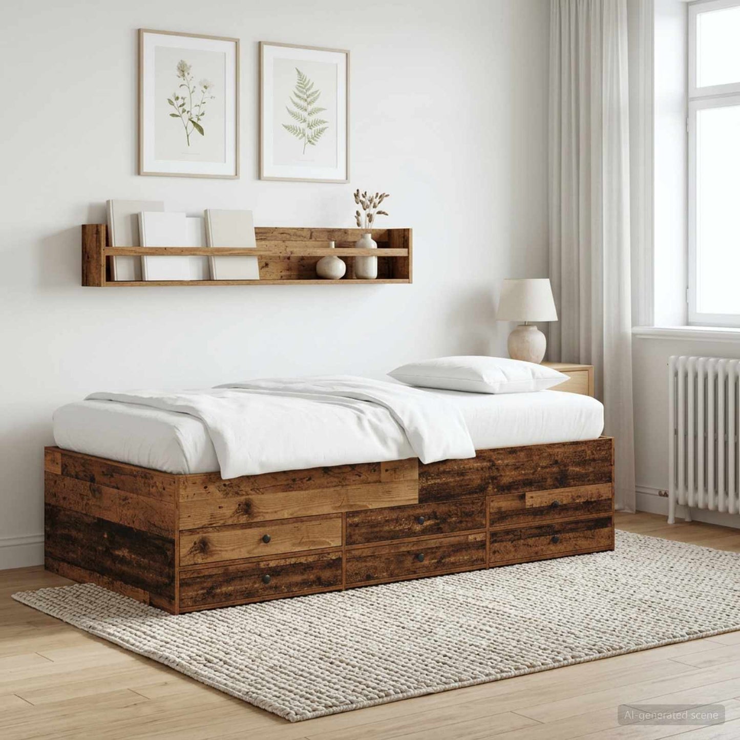 Telaio del letto con storage Legno antico 80 x 200 cm | homemem39