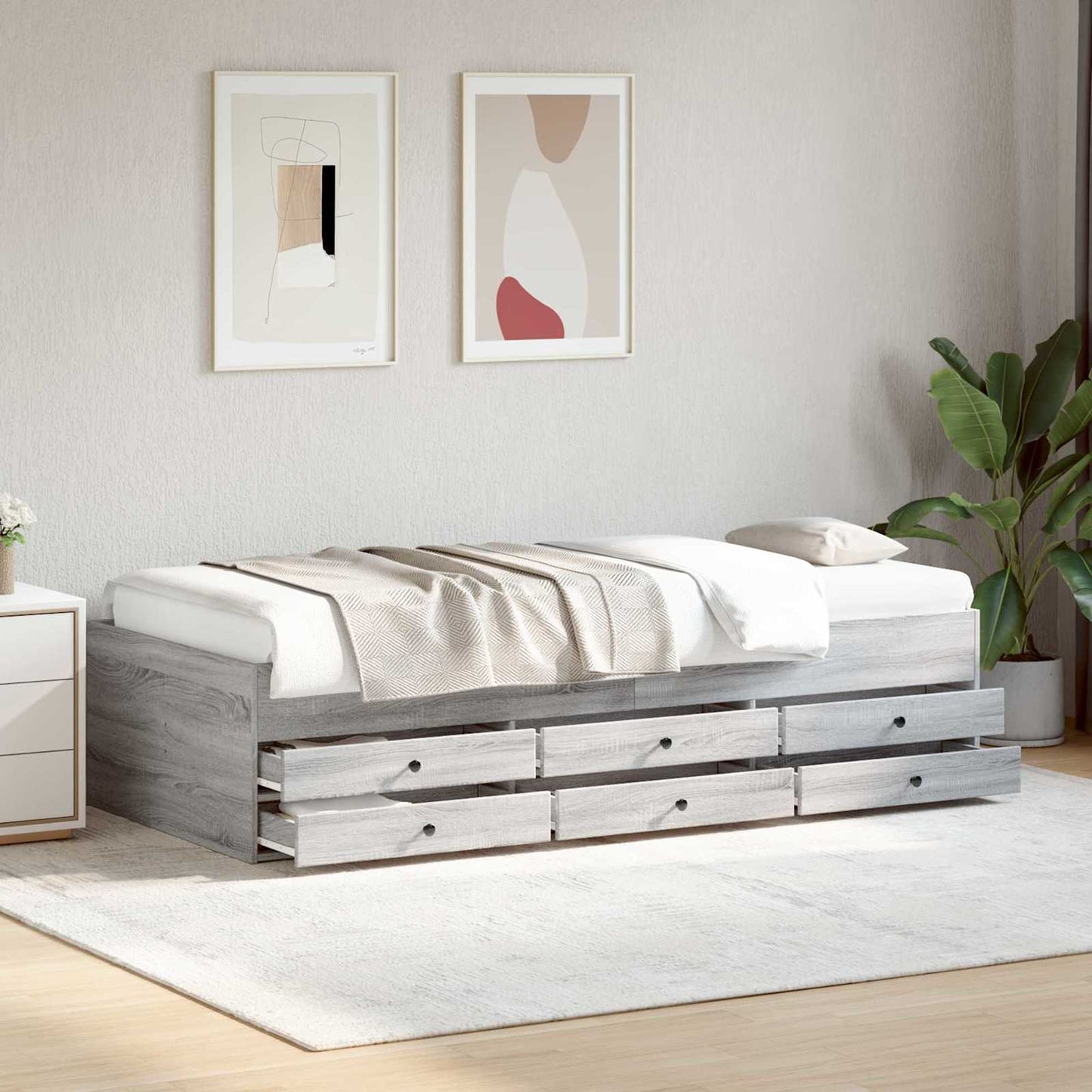 Telaio del letto con storage Sonoma grigio 80 x 200 cm | homemem39