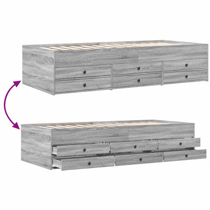 Telaio del letto con storage Sonoma grigio 80 x 200 cm | homemem39