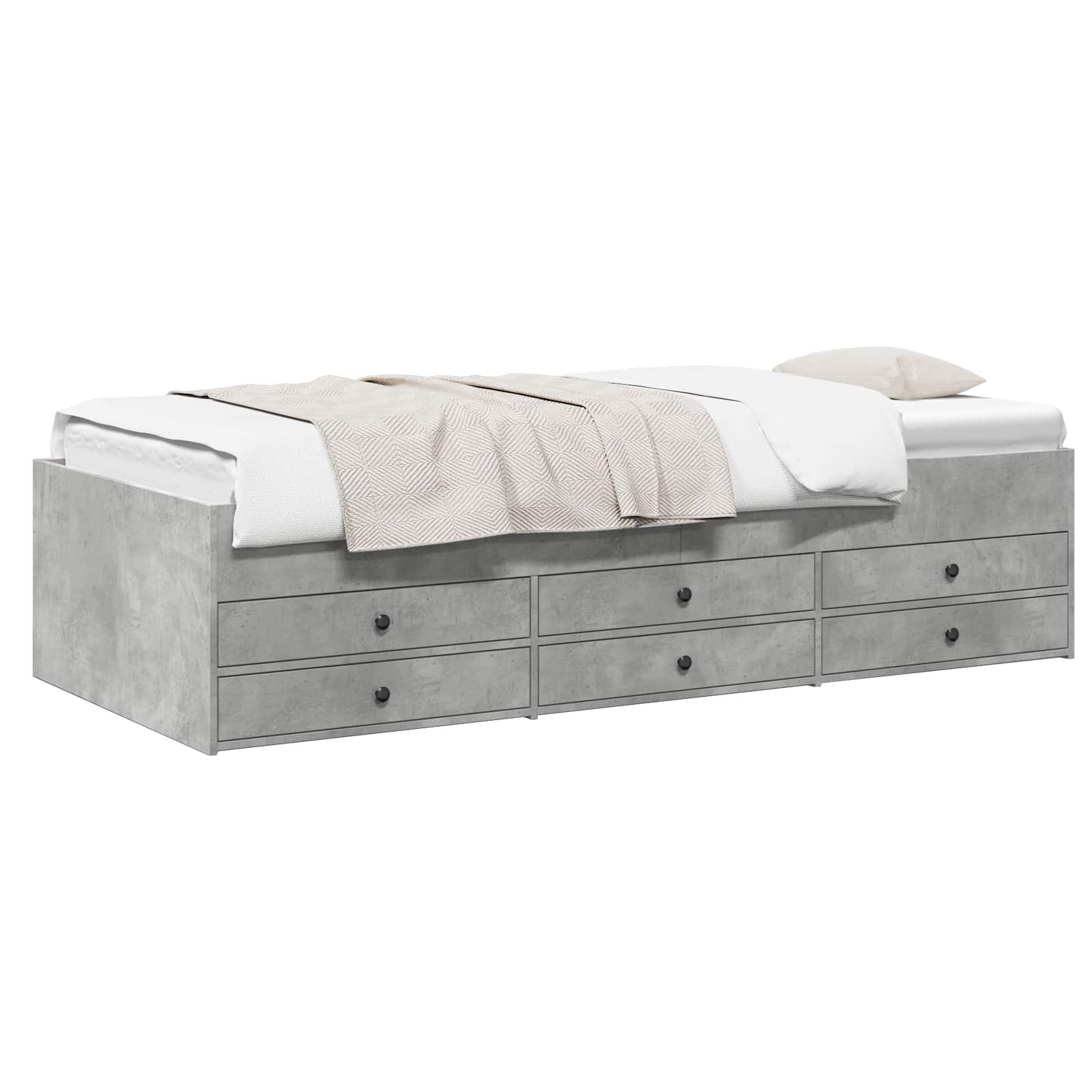 Telaio del letto con storage Grigio Cemento 80 x 200 cm | homemem39