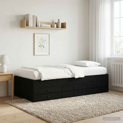 Telaio del letto con storage Rovere Nero 80 x 200 cm | homemem39