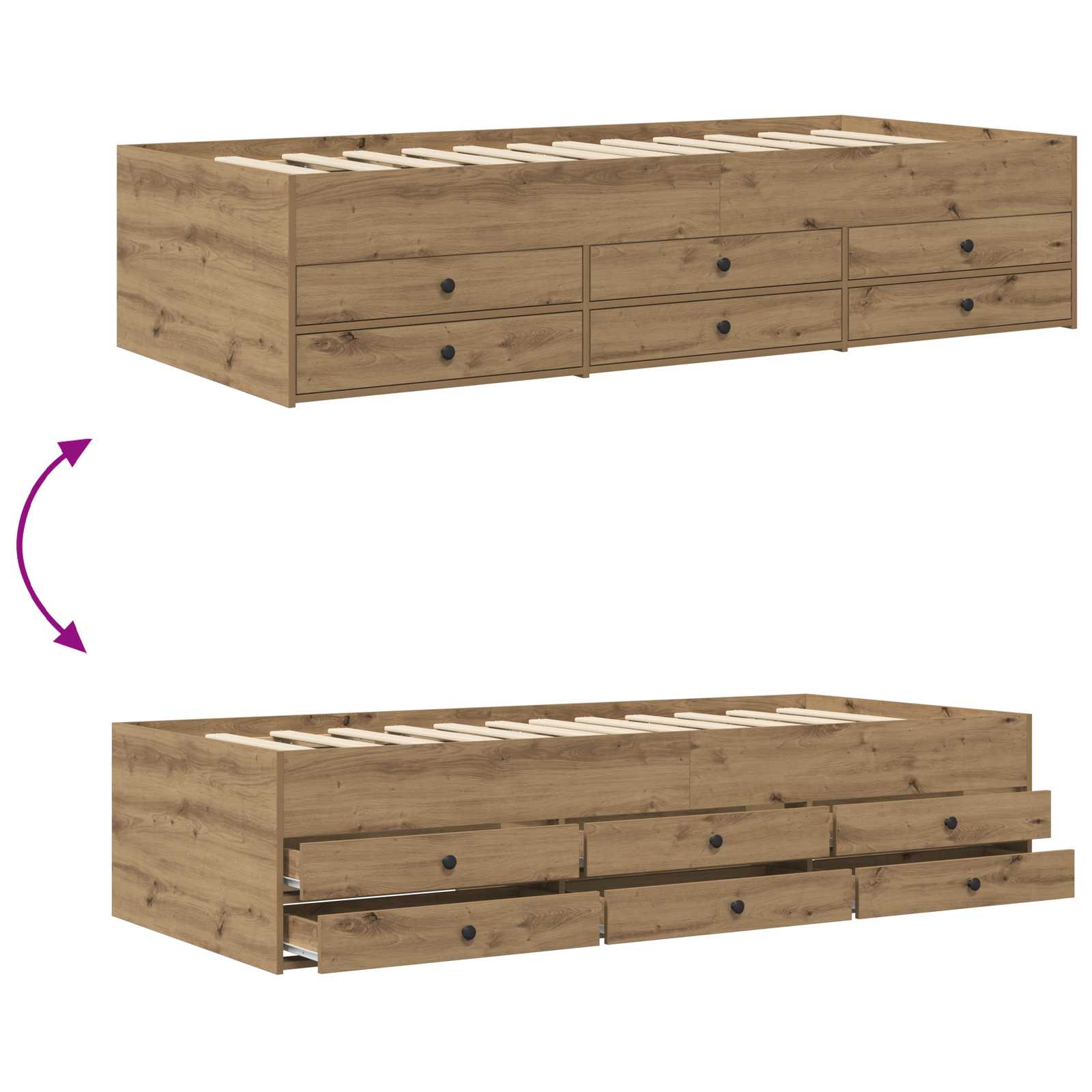 Telaio del letto con storage Rovere Artigianale 80 x 200 cm | homemem39
