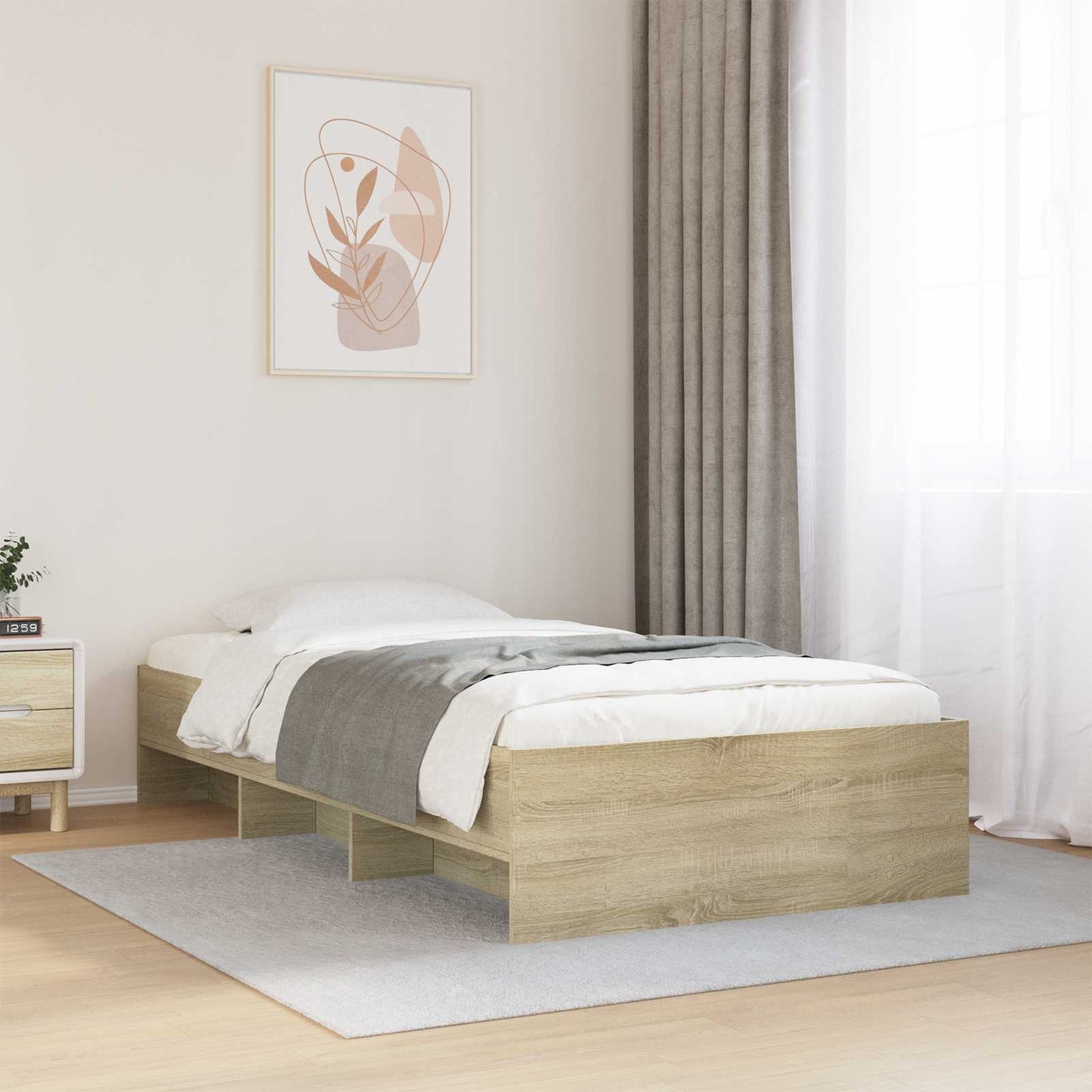Struttura del letto con lo scaffale Rovere Sonoma 80 x 200 cm | homemem39