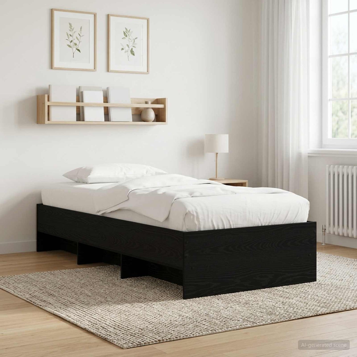Struttura del letto con lo scaffale Rovere Nero 80 x 200 cm | homemem39