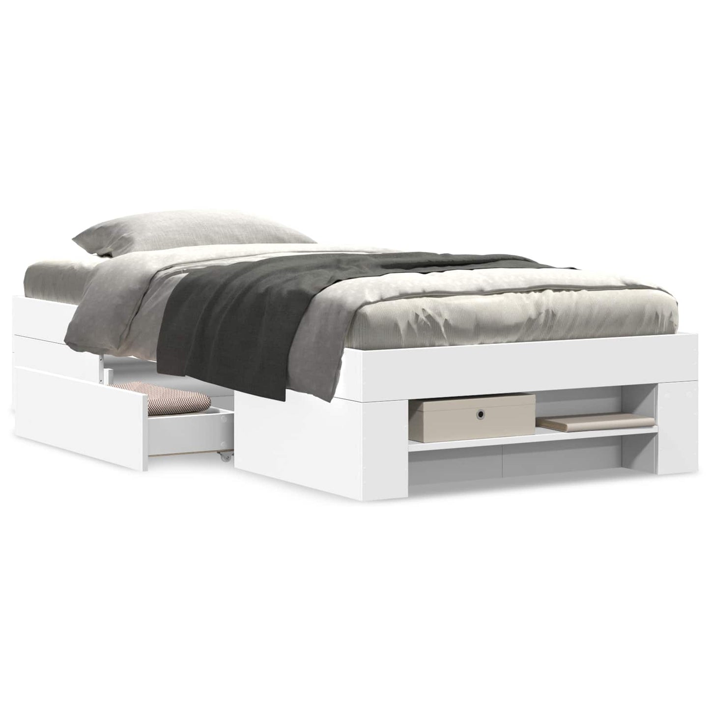 Telaio del letto con storage con cassetto Bianco 80 x 200 cm | homemem39
