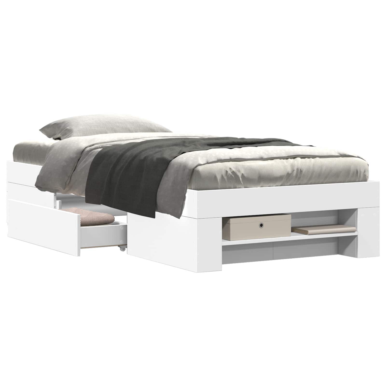 Telaio del letto con storage con cassetto Bianco 80 x 200 cm | homemem39