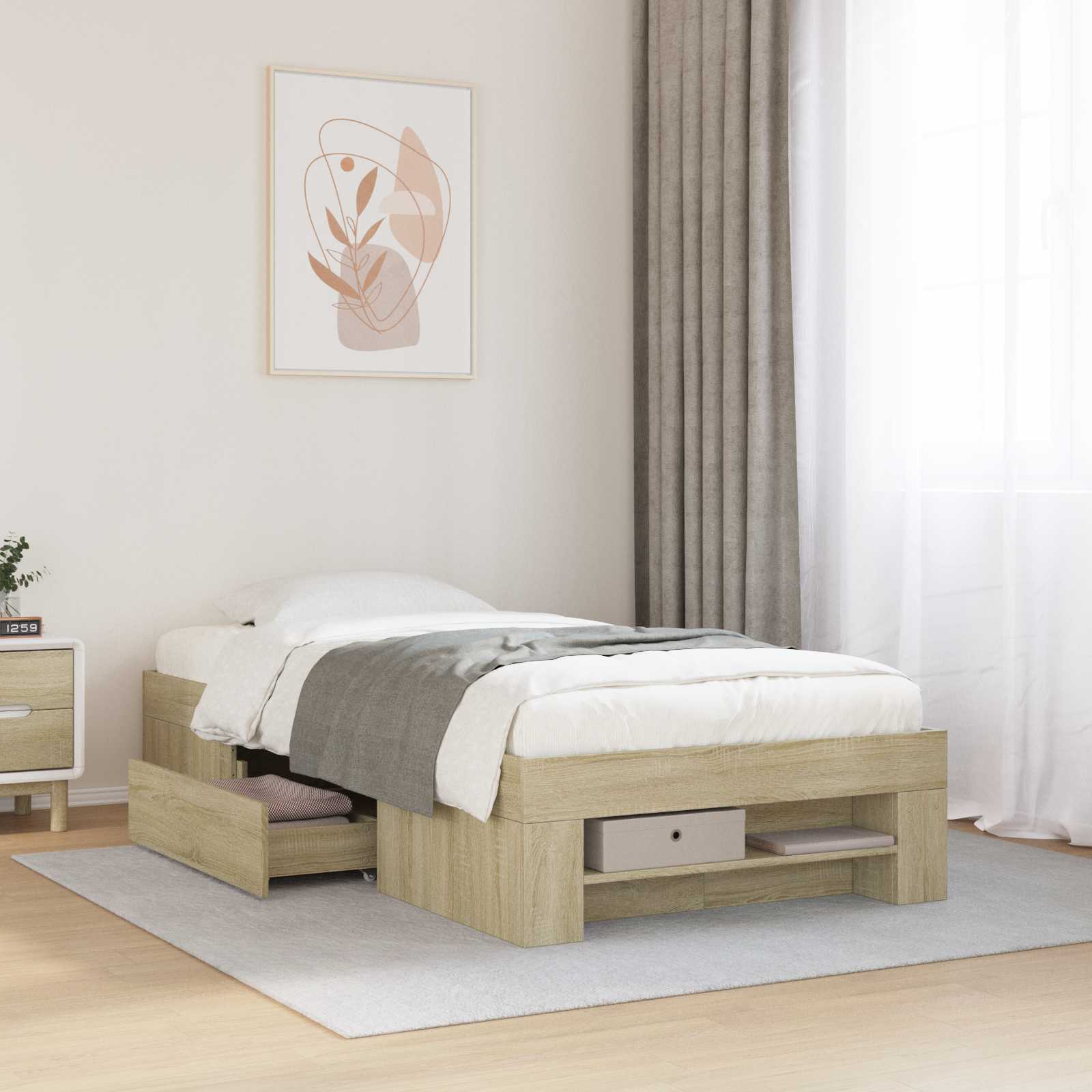 Telaio del letto con storage Rovere Sonoma 80 x 200 cm | homemem39